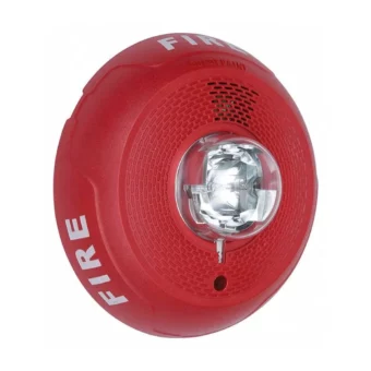 SIRENA ESTROBO INTERIOR TECHO  142 x 119 x 63 mm COLOR ROJO CERTIFICADO "UL"  12V-24V  MARCA SYSTEM SENSOR