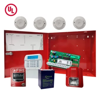 KIT DE ALARMA CONTRA INCENDIO CENTRALIZADO CON PANEL 8-32 ZONAS CERTIFICADO "UL" + 6 DISPOSITIVOS LIFE +  BATERIA
