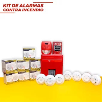 KIT DE ALARMA CONTRA INCENDIO CENTRALIZADO LINEA PRO  CON PANEL 8 ZONAS + 16 DISPOSITIVOS LIFE +  BATERIA