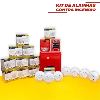 KIT DE ALARMA CONTRA INCENDIO CENTRALIZADO LINEA PRO  CON PANEL 8 ZONAS + 20 DISPOSITIVOS LIFE +  BATERIA