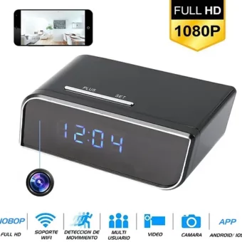 CAMARA ESPIA RELOJ DESPERTADOR INALAMBRICO / 1080P@30FPS / BATERIA / SOPORTA 128GB