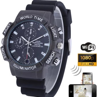RELOJ ESPÍA WIFI 1080P / MICRÓFONO INTEGRADO / BATERIA 350 MAH /GRABACION HASTA 4 HRS / MICRO SD HASTA 128 GB