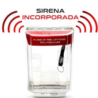 PROTECTOR PARA ESTACION MANUAL ABS + POLICARBONATO CON SIRENA 85dB A BATERIA (NO INCLUIDA) SIN ESPACIADOR