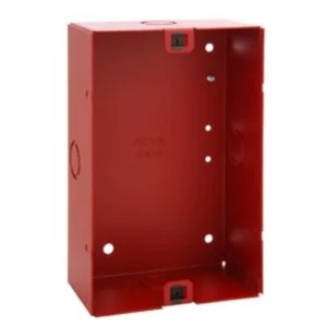 GABINETE ROJO DE 2 BAHIAS CON PUERTA DE VIDRIO PARA PANEL 4100ES