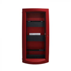 GABINETE ROJO DE 3 BAHIAS CON PUERTA DE VIDRIO PARA PANEL 4100ES